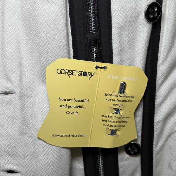 NWT CORSET STORY Steampunk Double Breasted Corset Jacket Ivory Sz 26" - Picture 14 of 16